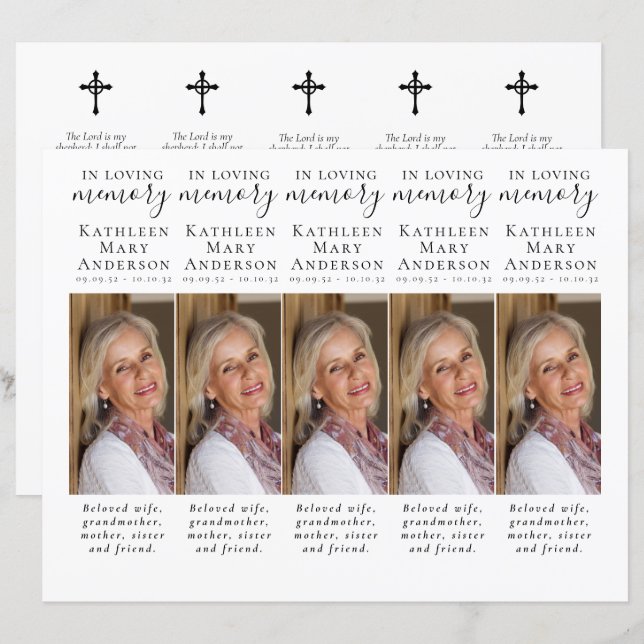 Papier do-it-yourself Photo Sympathy Funeral Prayer Signe (Devant / Derrière)