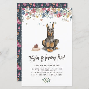 Papier Doberman Pinscher Chien Invitation Anniversaire