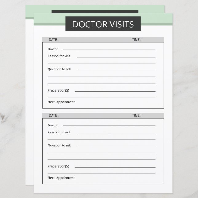 Papier Doctor visit planner template (Devant / Derrière)