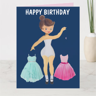 PAPIER DOLL 5X7 CARTE D'ANNIVERSAIRE POUR FILLE