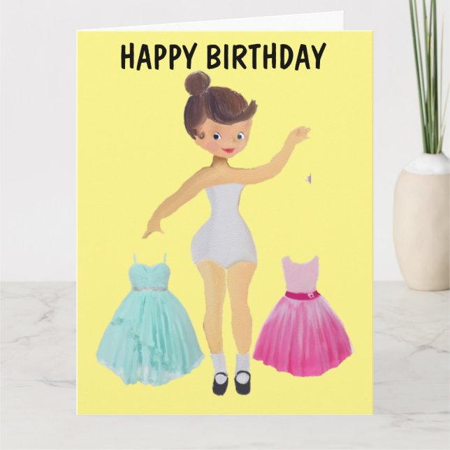 PAPIER DOLL 5X7 CARTE D'ANNIVERSAIRE POUR FILLE (Devant)