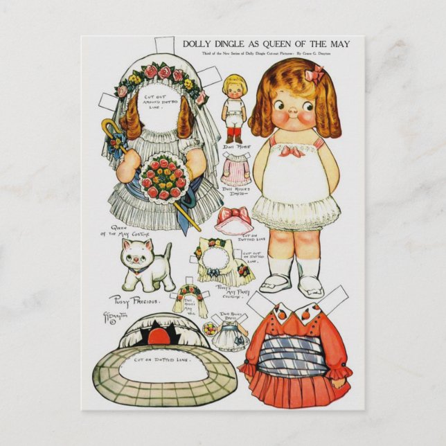 Papier Dolly Queen of the May Paper Doll Carte pos (Devant)