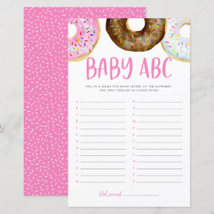 Papier Donuts rose et chocolat ABC Baby shower Jeu