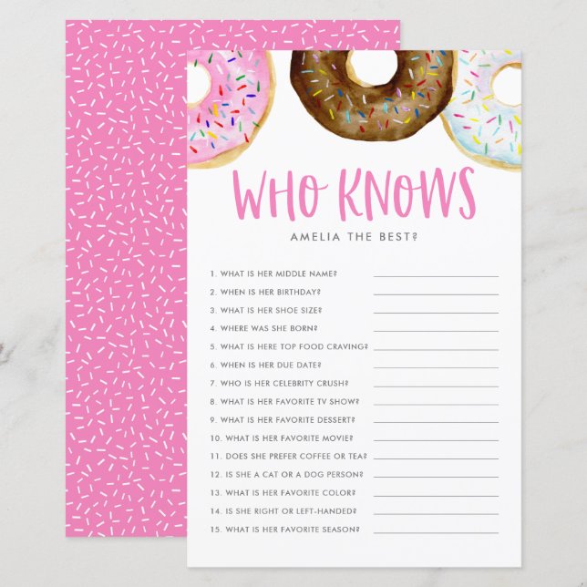 Papier Donuts roses et chocolat qui connaît maman meilleu (Devant / Derrière)
