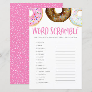 Papier Donuts roses et chocolatés Bébé Word Scramble Jeu
