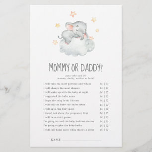 Papier Dormir Petite Eléphante Fille Maman ou Papa Jeu