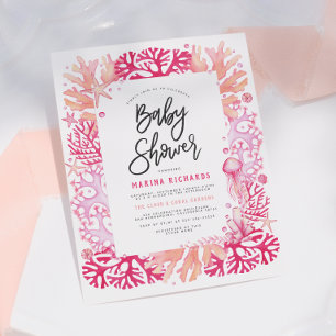 Papier Douce Fête Prénatale sur le Thème Corail Rose et M