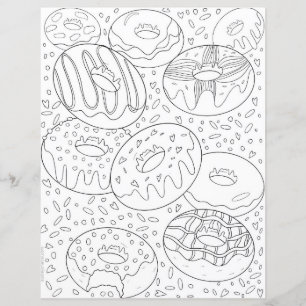 Papier Douceurs modernes en noir et blanc beignets colora