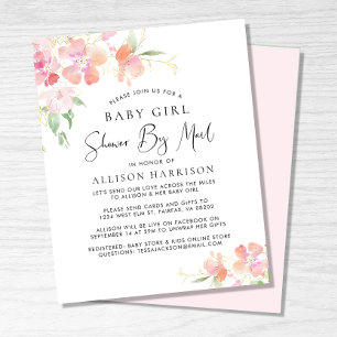 Papier Douche Budget Par Mail Floral Baby Girl Invitation