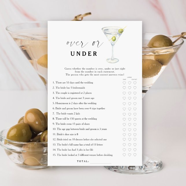 Papier Douche nuptiale à martini sec Au-dessus ou en dess (Créateur téléchargé)