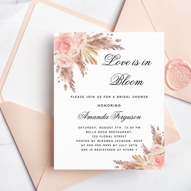 Papier Douche nuptiale amour fleurir invitation budgétair (Créateur téléchargé)