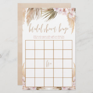 Papier Douche nuptiale bingo Pampas herbe thème boho