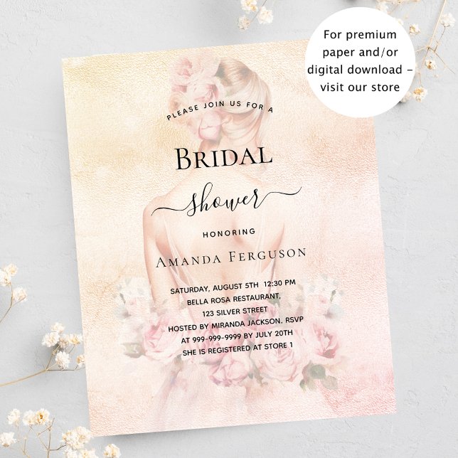 Papier Douche nuptiale blonde mariée rose budget invitati (Créateur téléchargé)