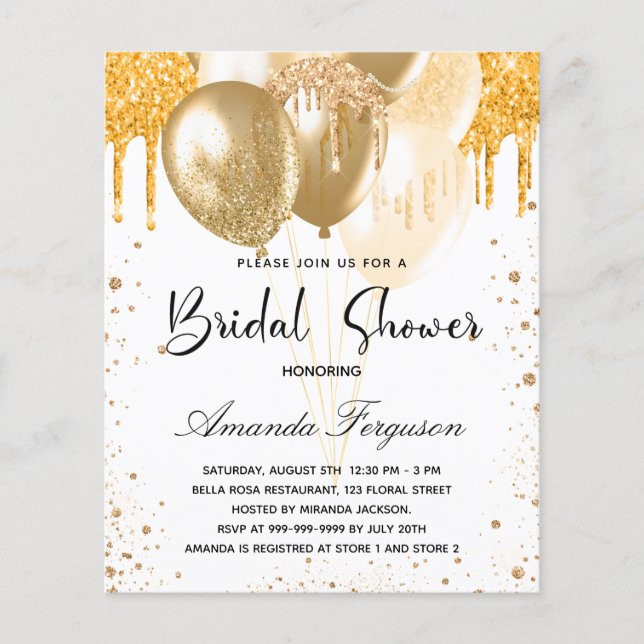 Papier Douche nuptiale budget ballons parties scintillant (Devant)