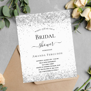 Papier Douche nuptiale budget blanc argenté invitation