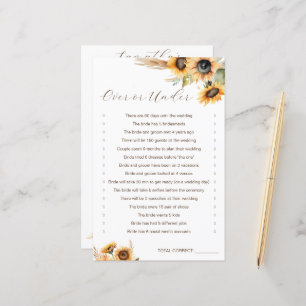 Papier Douche nuptiale des tournesols au-dessus ou en des