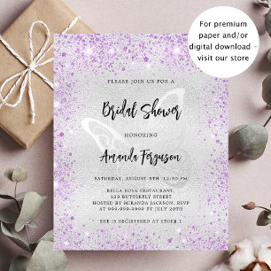 Papier Douche nuptiale invitation papillon lavande argent