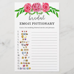 Papier Douche nuptiale rose fleurie émoticônes jeu