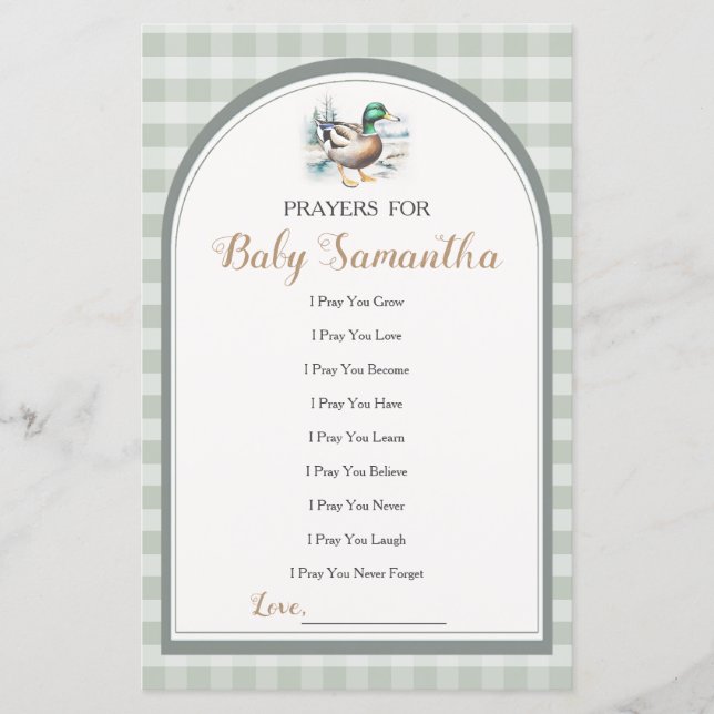 Papier Doux Petites Prières De Baby shower Pour Bébé (Devant)