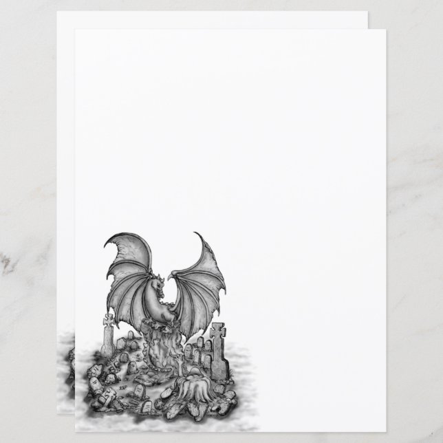 Papier Dragon avec Zombie (Devant / Derrière)