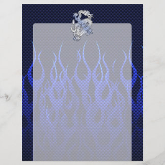 Papier Dragon bleu sur fond de flammes de course en carbo