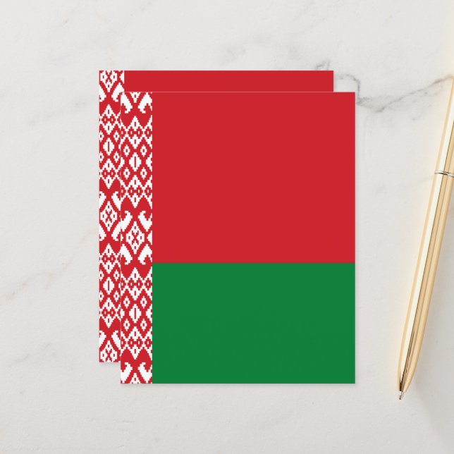 Papier drapeau de la Biélorussie (Devant/Arrière en situation)
