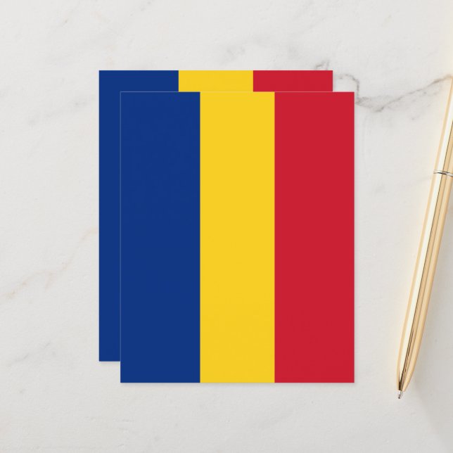 Papier Drapeau de Roumanie (Devant/Arrière en situation)