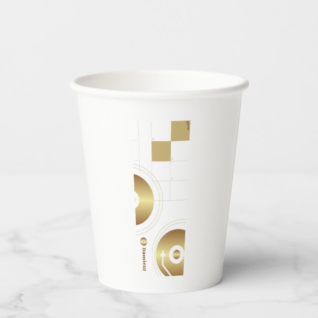 Papier Drink Cup DamienJ Logo Pappbecher (Rückseite)