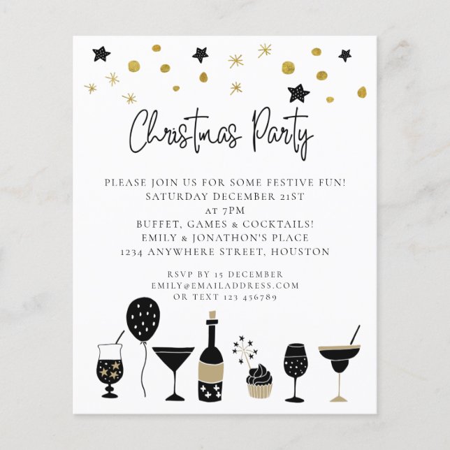 PAPIER | Drinks Black Gold Weihnachts-Party Einlad (Vorne)