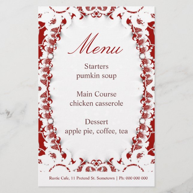 Papier du menu Red Intrika (Devant)