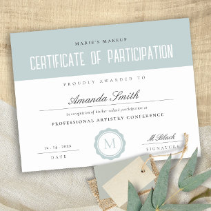 Papier Dusky Blue Minimal Certificat de participation