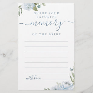 Papier Dusty bleu floral partage une douche de mémoire nu