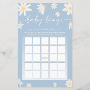 Papier Dusty Blue Baby shower Bingo Jeu