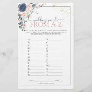 Papier Dusty Blue Blush Gold Fête des mariées Jeu