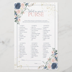 Papier Dusty Blue Blush Rose or Floral Douche Jeu