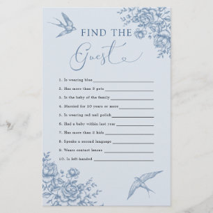 Papier Dusty Blue Chinoiserie Baby shower Trouver L'Invit