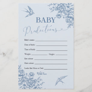 Papier Dusty Blue Chinoiserie Douche prédictions bébé