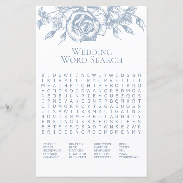 Papier Dusty Blue Elegant Floral Mariage Recherche (Devant)