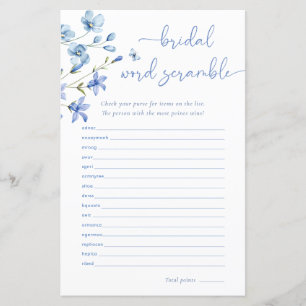 Papier Dusty Blue Fleur sauvage Brid Mot Scramble Jeu