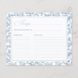 Papier Dusty Blue Floral Toile Recette Baby Shower de Mar
