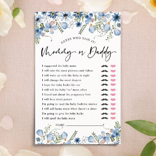 Papier Dusty Blue Guess Who Maman ou Papa Jeux Baby showe
