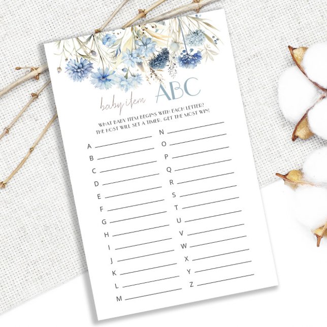 Papier DUSTY Blue Hydrange Baby shower bébé article ABC j (Créateur téléchargé)