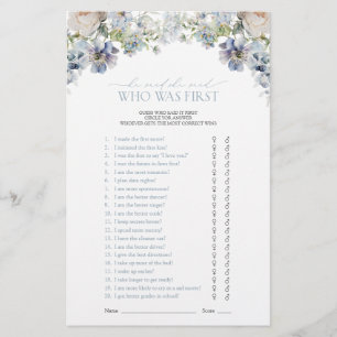 Papier Dusty Blue Il A Dit Qu'Elle A Dit Floral Douche Je