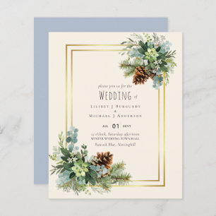 Papier Dusty Blue Mariage Eucalyptus Budget vert