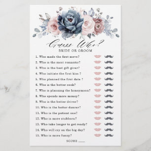 Papier Dusty Blue Mauve Rose rose ardoise Devinez Qui Jou