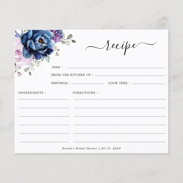 Papier Dusty Blue Purple Navy Lilac Fête des mariées Rece (Devant)