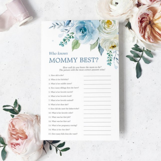 Papier Dusty Blue Rose Qui Connaît Maman Meilleur Jeu (Créateur téléchargé)