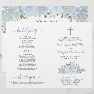 Papier Dusty Blue Roses do-it-yourself Pold Catholic Wedd