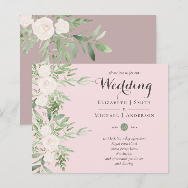 Papier Dusty Pink Magnolia Sage Floral BUDGET MARIAGE INV (Devant / Derrière)