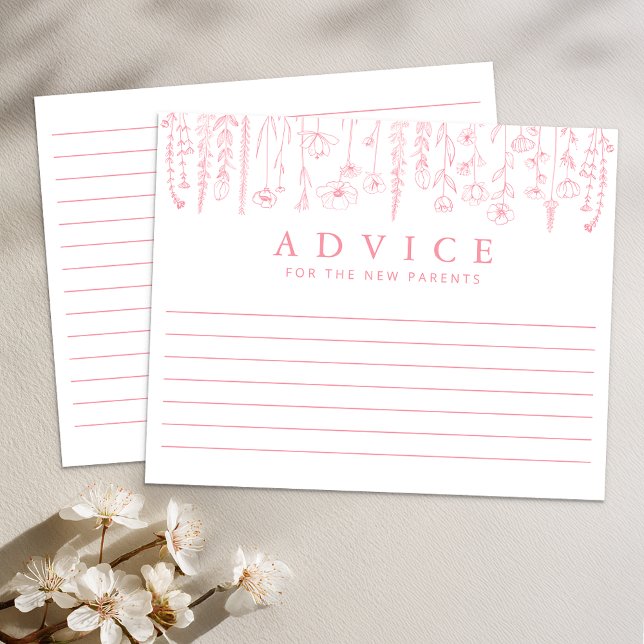 Papier Dusty Pink Wildflower Baby Shower Advice Card (Advice Card)
